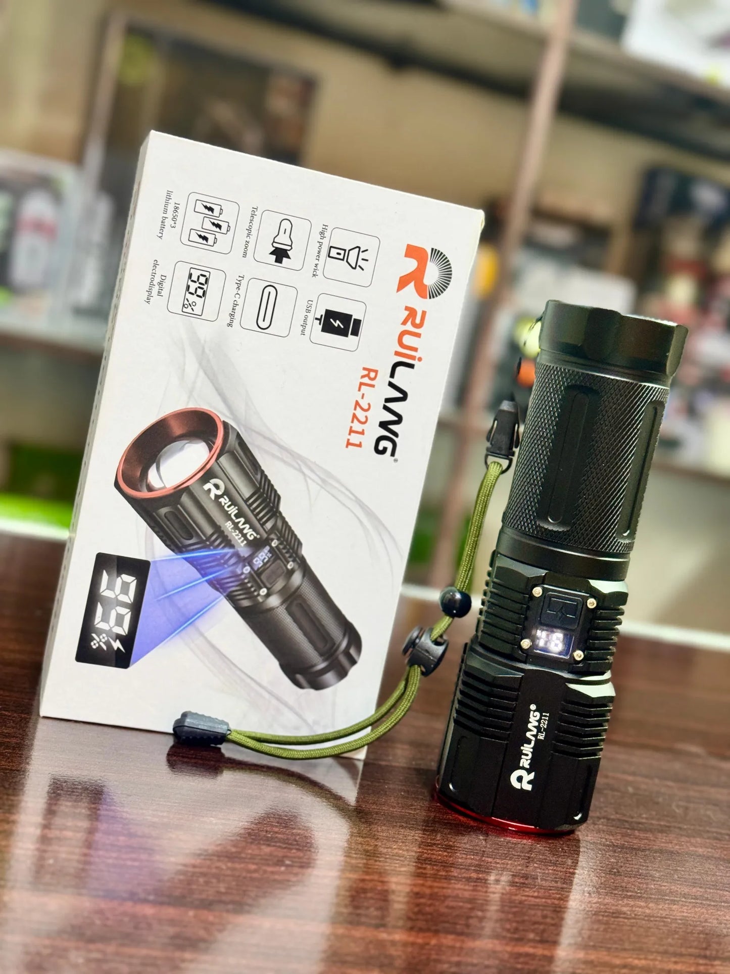 Ruillang SmartBeam Pro Digital Display LED Torch – High Power Rechargeable Flashlight