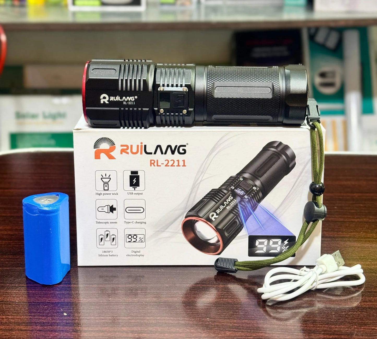 Ruillang SmartBeam Pro Digital Display LED Torch – High Power Rechargeable Flashlight