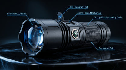 P90 High Power Rechargeable Torch – Long Range LED Flashlight