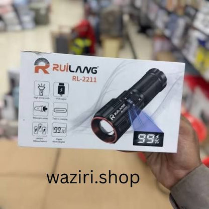 Ruillang SmartBeam Pro Digital Display LED Torch – High Power Rechargeable Flashlight